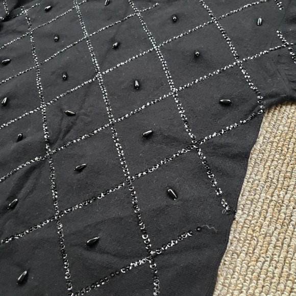 Vintage 90s Angora Lambswool Sweater Liz Clairborne Women's Medium Black - Picture 5 of 9